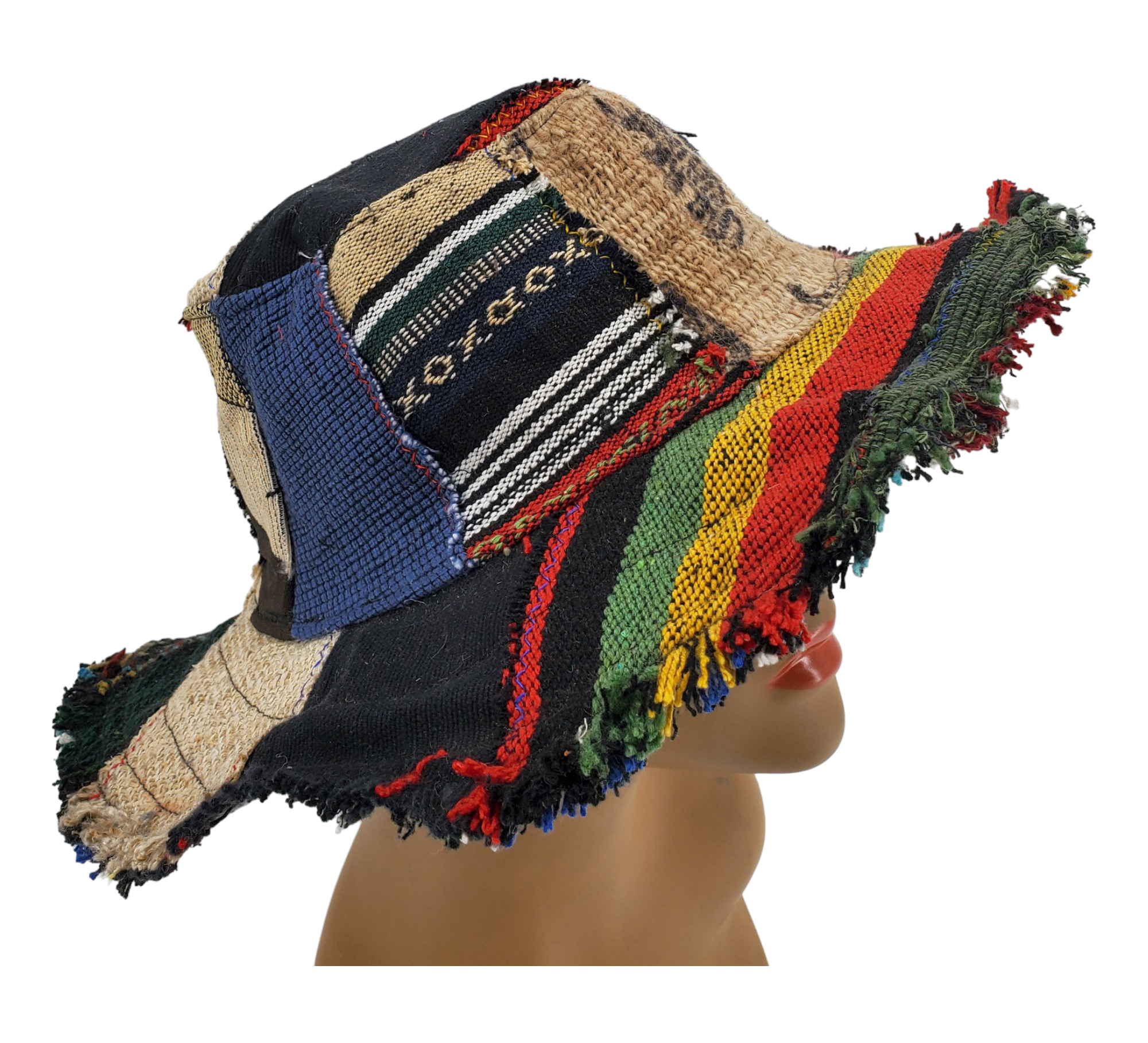 Hemp Cotton Patchwork Hats with Tassel