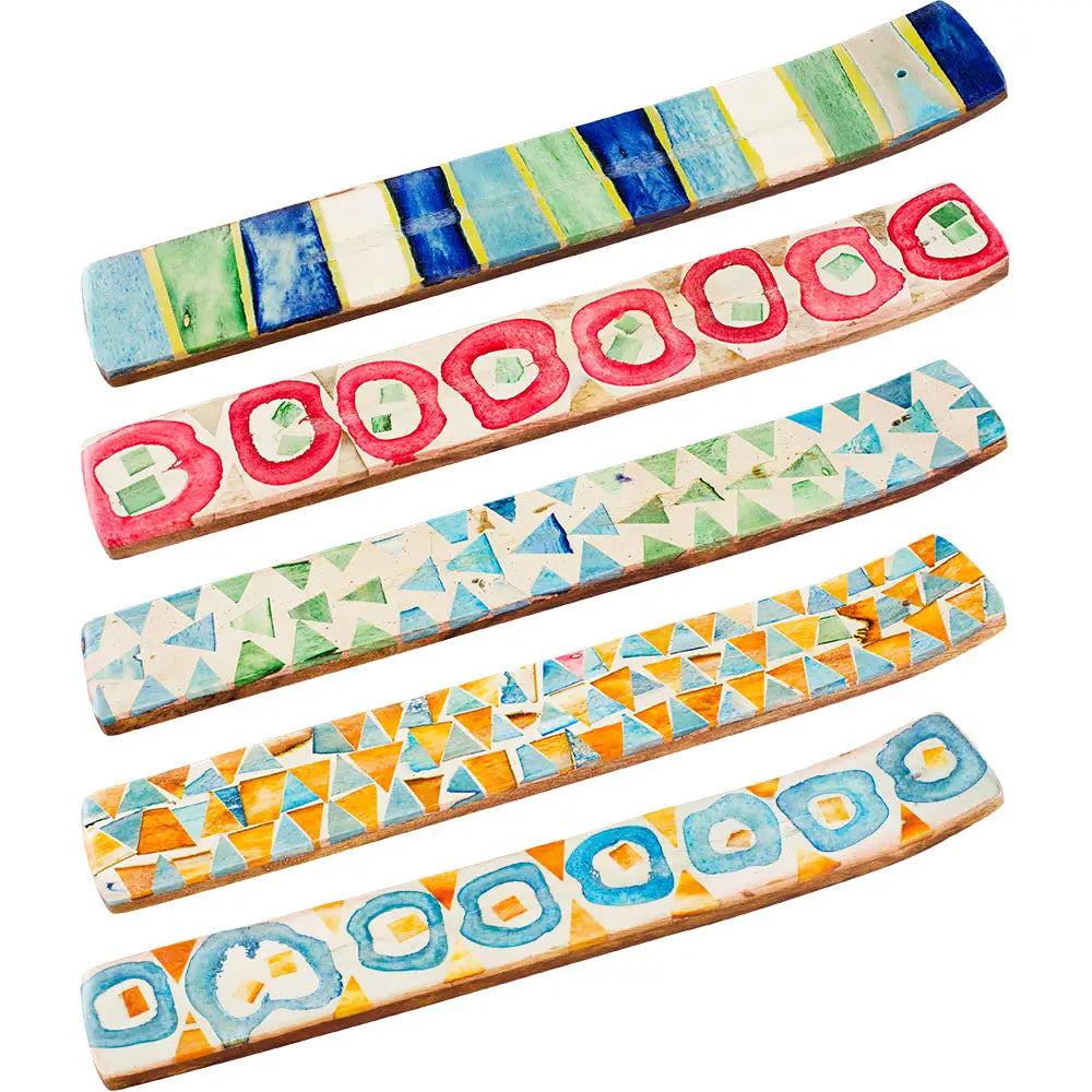 Bone Mosaic & Wood Incense Holders (Assorted)