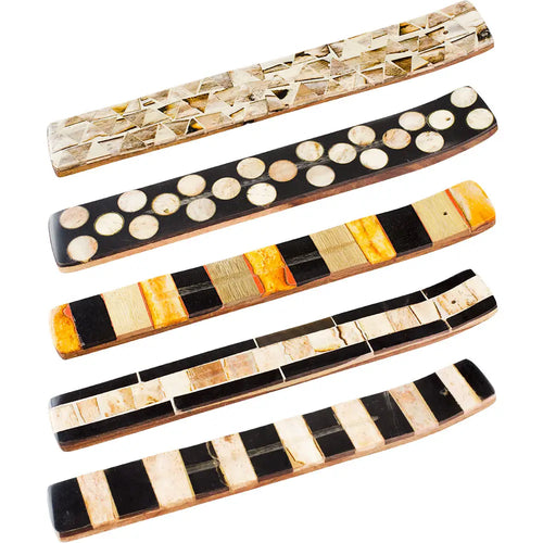 Bone Mosaic & Wood Incense Holders (Assorted)
