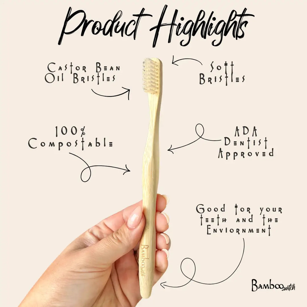 100% Compostable Adult Bamboo Toothbrush