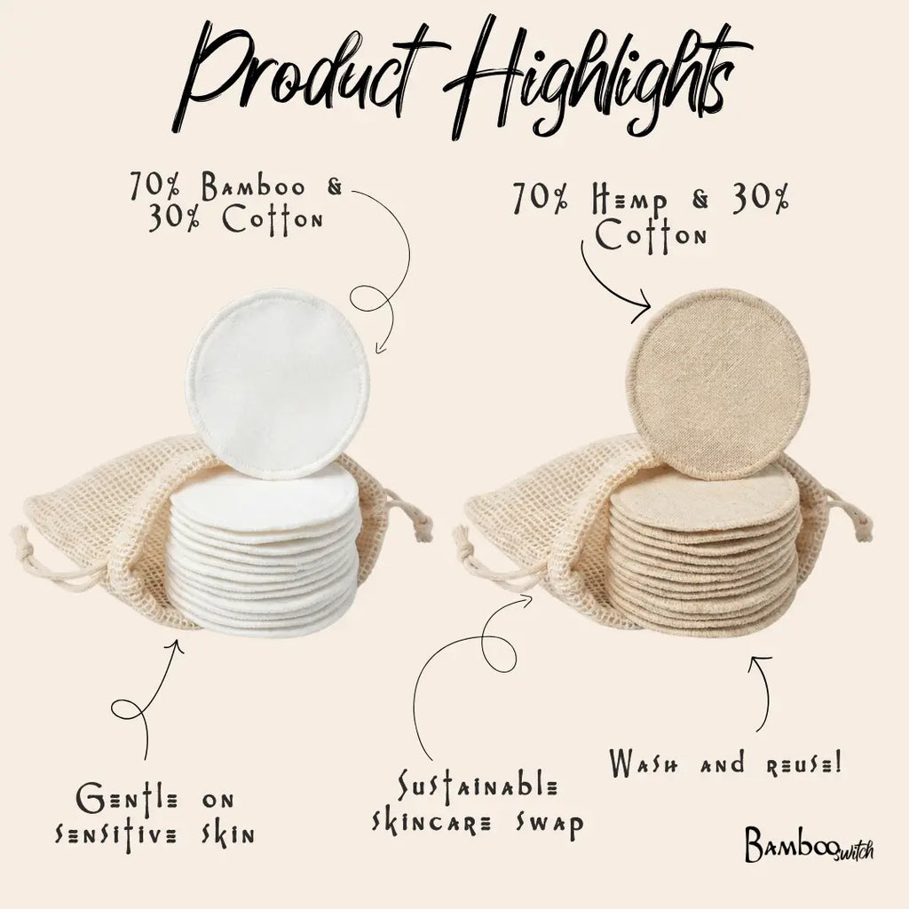 Reusable Hemp Facial Rounds (Set of 10)